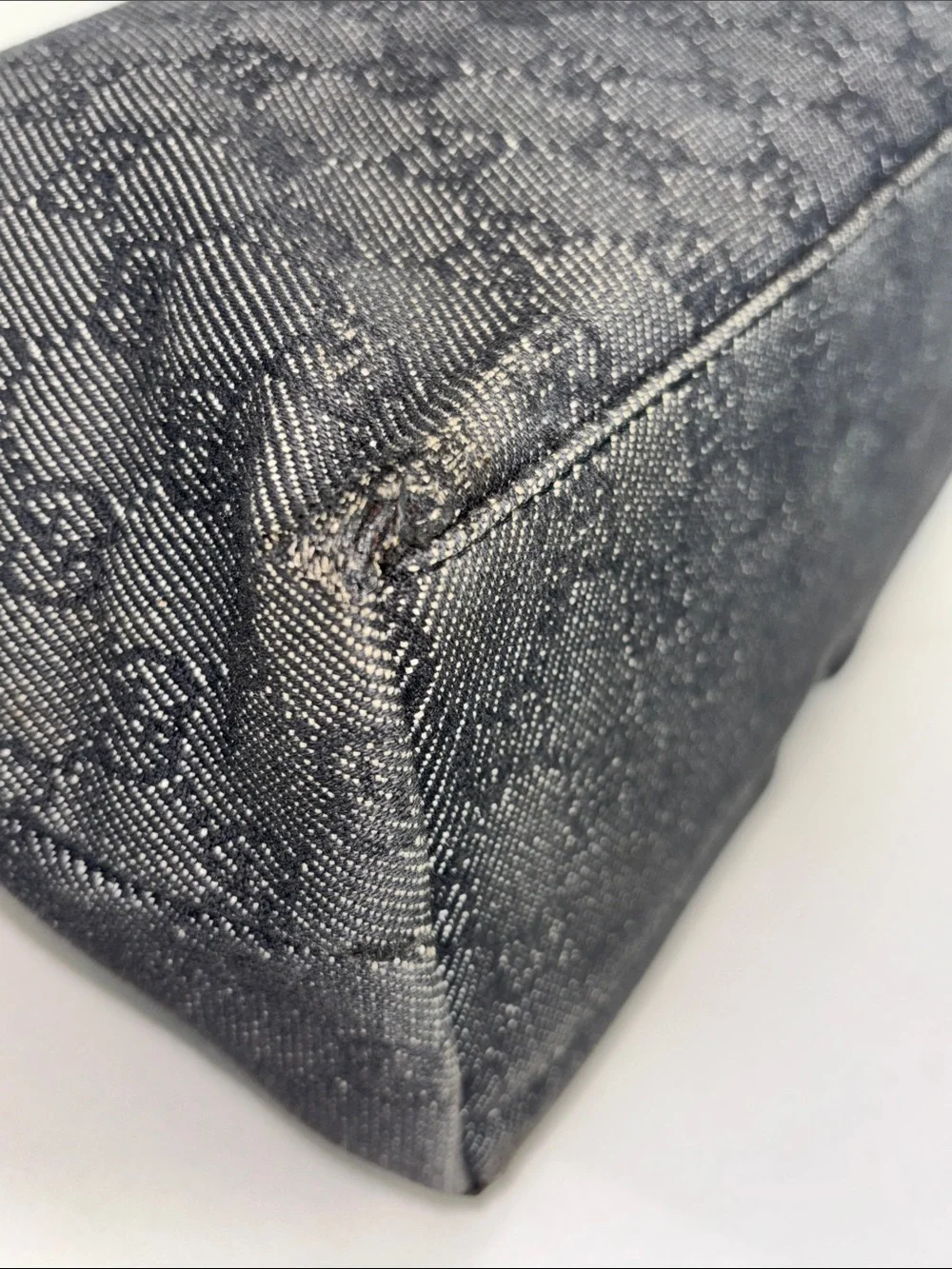 Gucci GG black small Denim Double Pocket top handle Tote